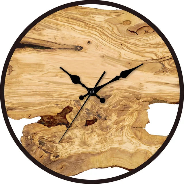 Rustic Wood-look Wall Clock | Acrylic Decorative Roman Numeral Timepiece