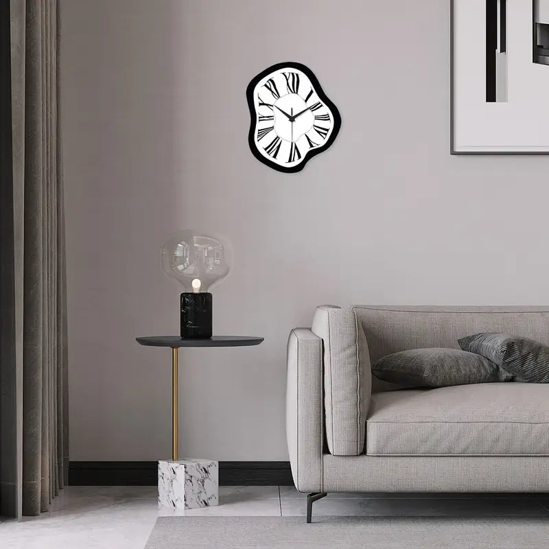 Reloj de Pared Abstracto Moderno | Decoración Silenciosa en Blanco y Negro para Salón y Oficina