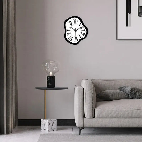 Reloj de Pared Abstracto Moderno | Decoración Silenciosa en Blanco y Negro para Salón y Oficina