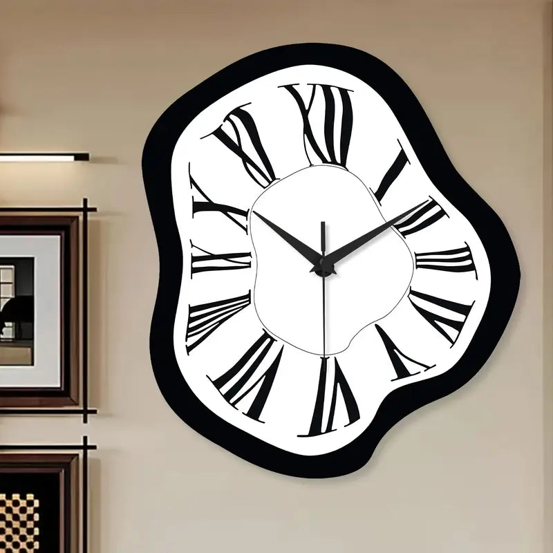 Reloj de Pared Abstracto Moderno | Decoración Silenciosa en Blanco y Negro para Salón y Oficina