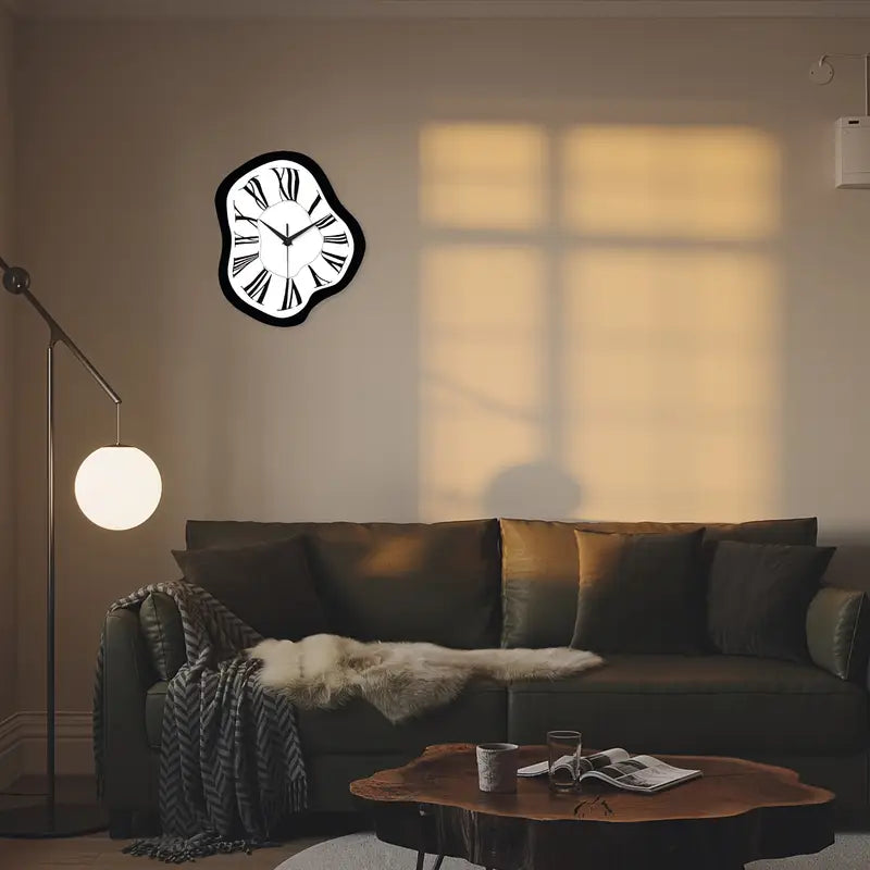 Reloj de Pared Abstracto Moderno | Decoración Silenciosa en Blanco y Negro para Salón y Oficina