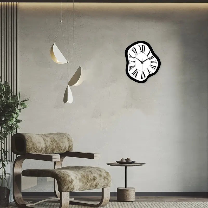 Reloj de Pared Abstracto Moderno | Decoración Silenciosa en Blanco y Negro para Salón y Oficina