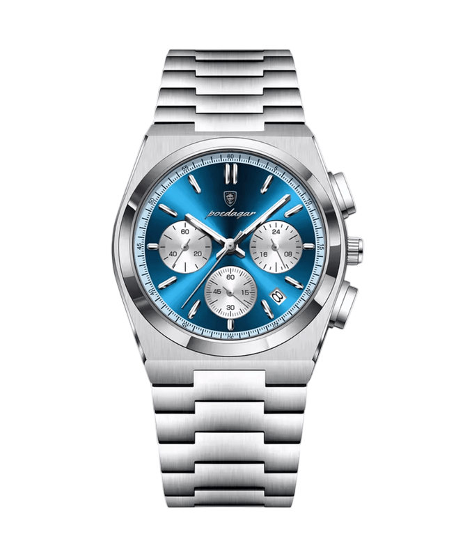 Chronographe Homme en Acier Inoxydable | Montre Bleue