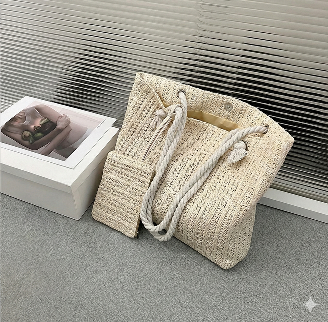 Strandtasche Damen mit Taugriffen – Inklusive passendem Beutel