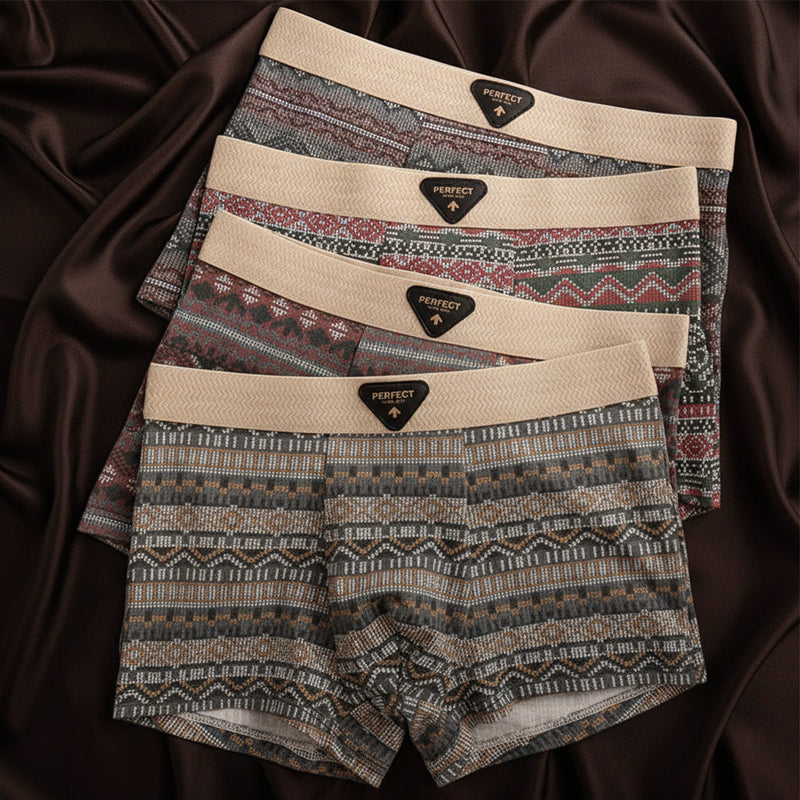 Cotton Blend Boxer Shorts with Geometric Pattern