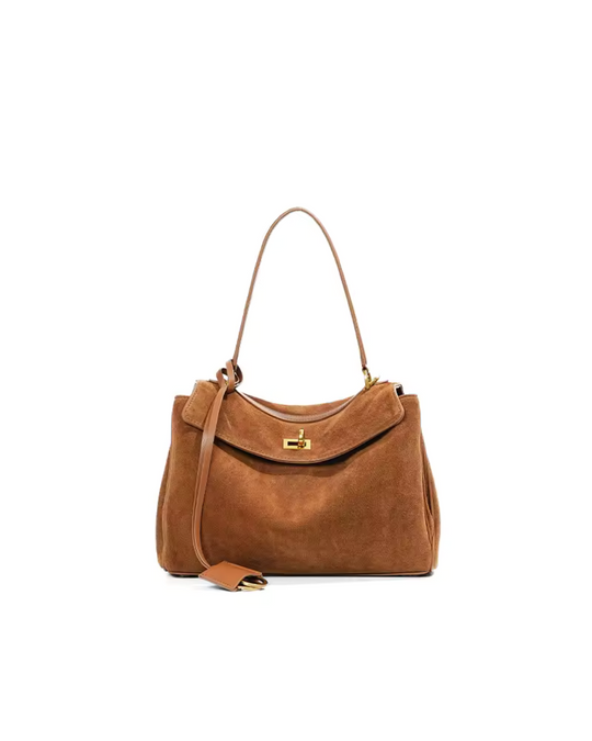 Suède Handtas Dames – Flapmodel met Gouden Details