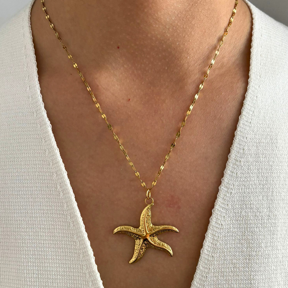 Gouden Ketting Set Dames – 3 Zee Hangers Roestvrij Staal