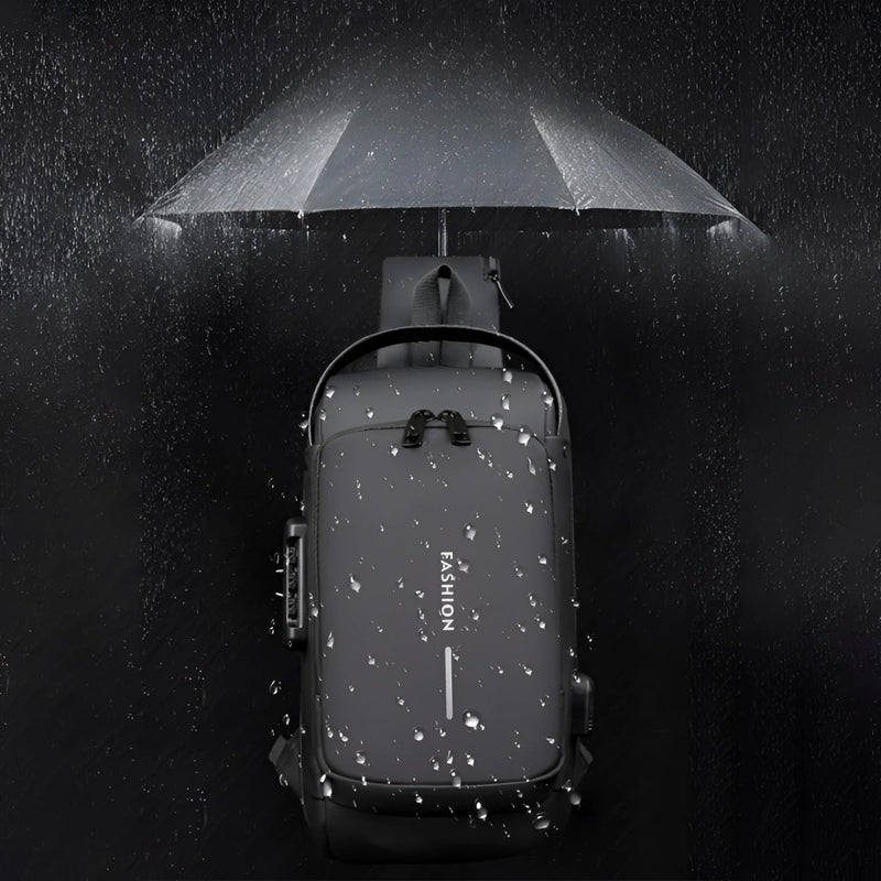 Anti-Theft Locking Sling Bag for Men | USB Port Crossbody