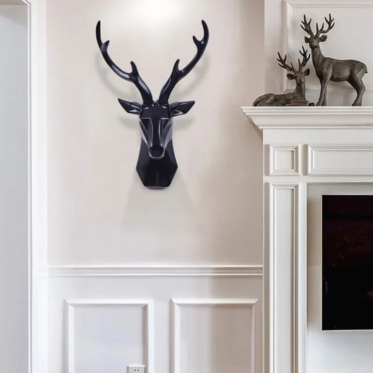 Decoración de Pared con Cabeza de Ciervo 3D | Escultura de Animales en Resina como Acento Artístico