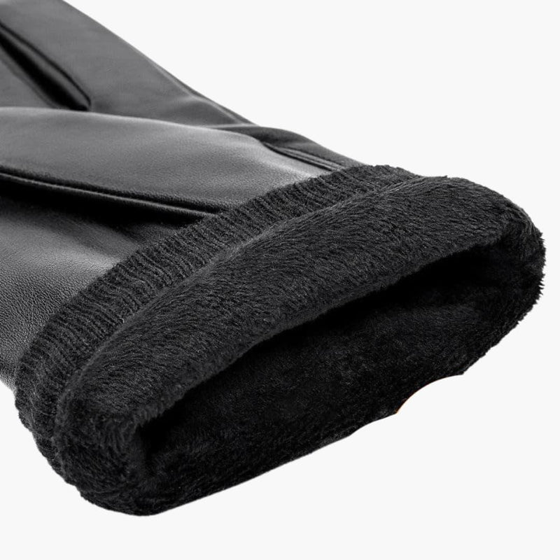 Men's Black Winter Gloves | Warm Wristband Driving Gloves