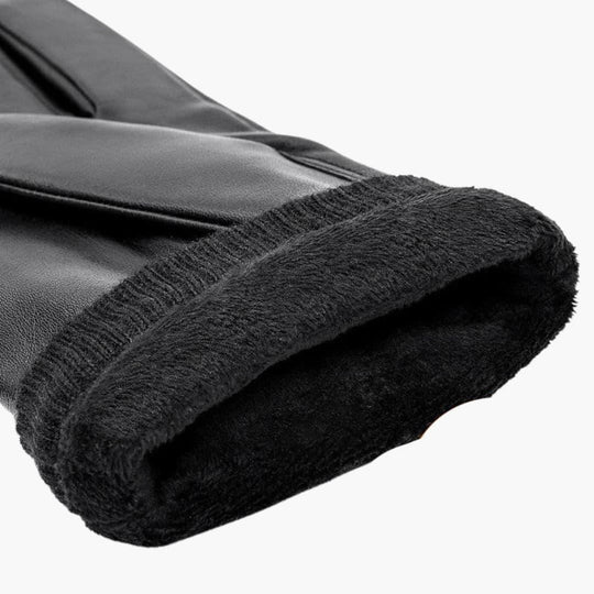 Men's Black Winter Gloves | Warm Wristband Driving Gloves