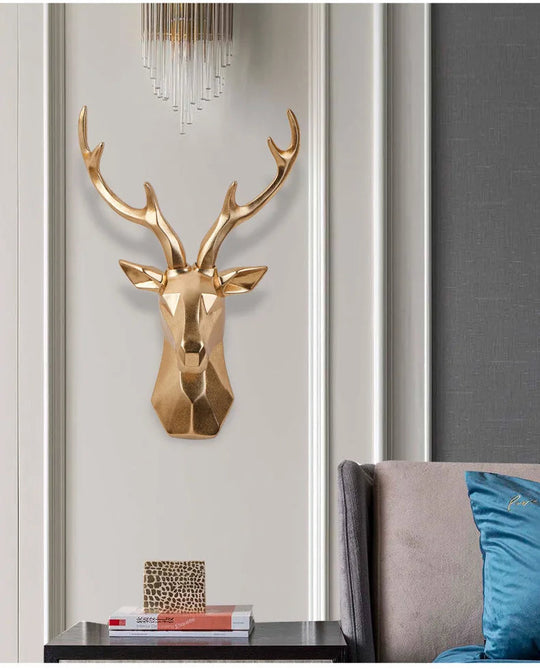 Decoración de Pared con Cabeza de Ciervo 3D | Escultura de Animales en Resina como Acento Artístico