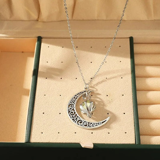 Glowing Moonstone Pendant Necklace | Luminous Crescent Moon Jewelry