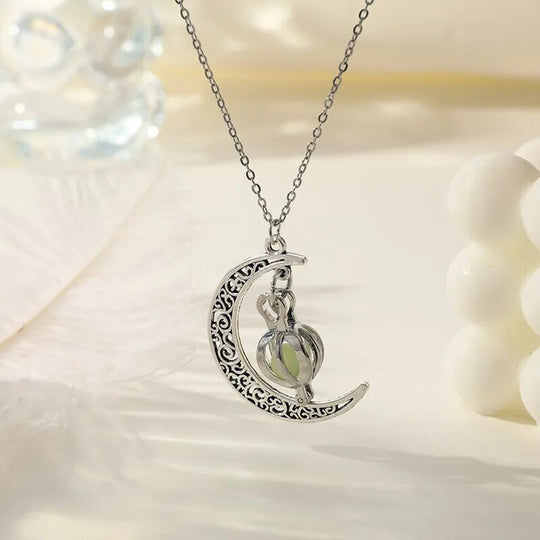Glowing Moonstone Pendant Necklace | Luminous Crescent Moon Jewelry