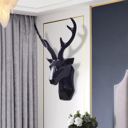 Decoración de Pared con Cabeza de Ciervo 3D | Escultura de Animales en Resina como Acento Artístico