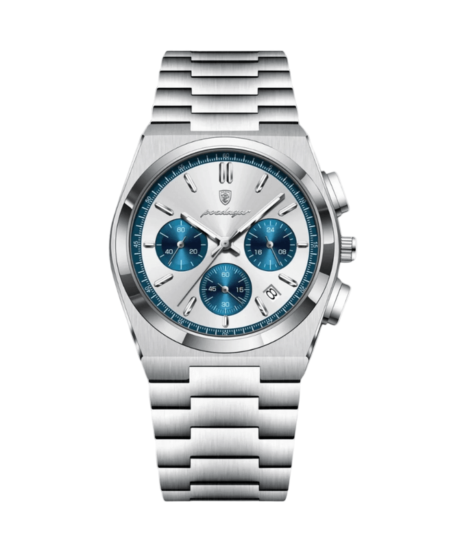 Chronographe Homme en Acier Inoxydable | Montre Bleue