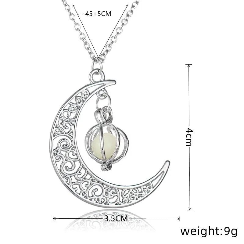 Glowing Moonstone Pendant Necklace | Luminous Crescent Moon Jewelry