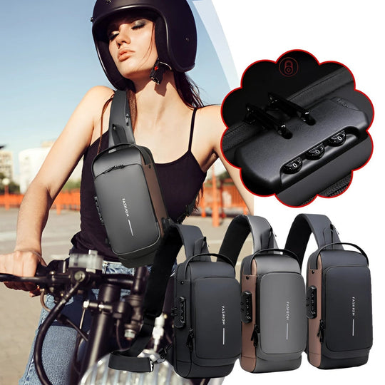 Anti-Theft Locking Sling Bag for Men | USB Port Crossbody
