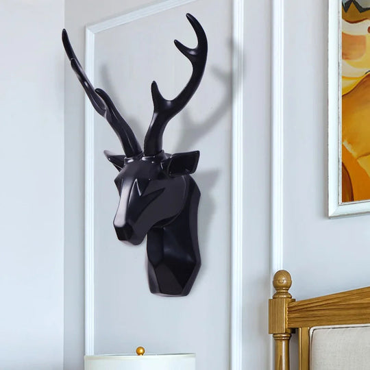 Decoración de Pared con Cabeza de Ciervo 3D | Escultura de Animales en Resina como Acento Artístico
