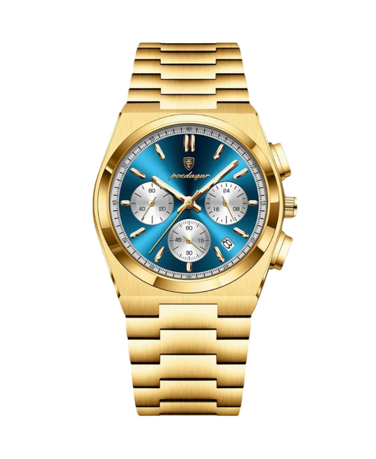 Chronographe Homme en Acier Inoxydable | Montre Bleue