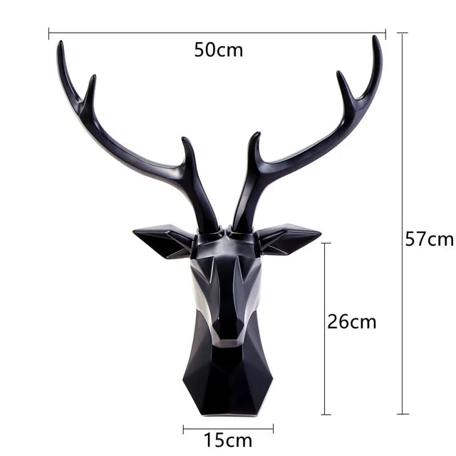 Decoración de Pared con Cabeza de Ciervo 3D | Escultura de Animales en Resina como Acento Artístico