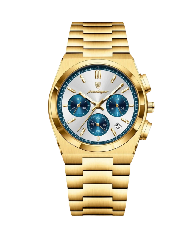 Chronographe Homme en Acier Inoxydable | Montre Bleue