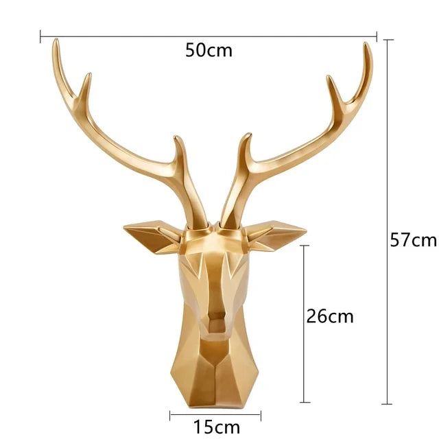 Decoración de Pared con Cabeza de Ciervo 3D | Escultura de Animales en Resina como Acento Artístico