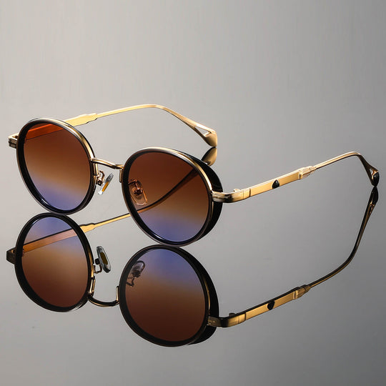 Gafas de sol redondas retro – Montura metálica con protección UV400