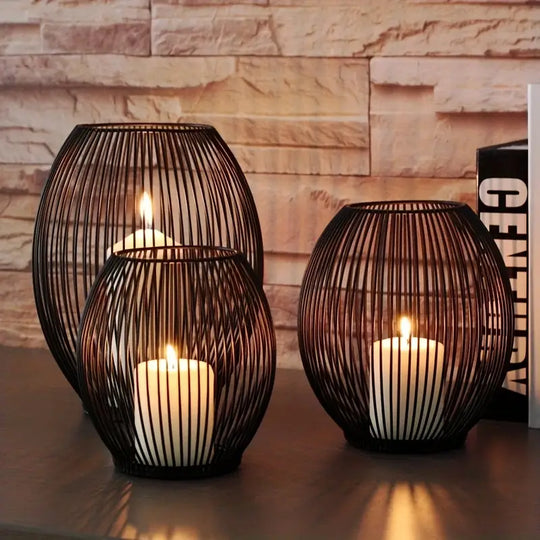 Ensemble moderne de chandeliers en métal | Ornement de table géométrique & centre de table