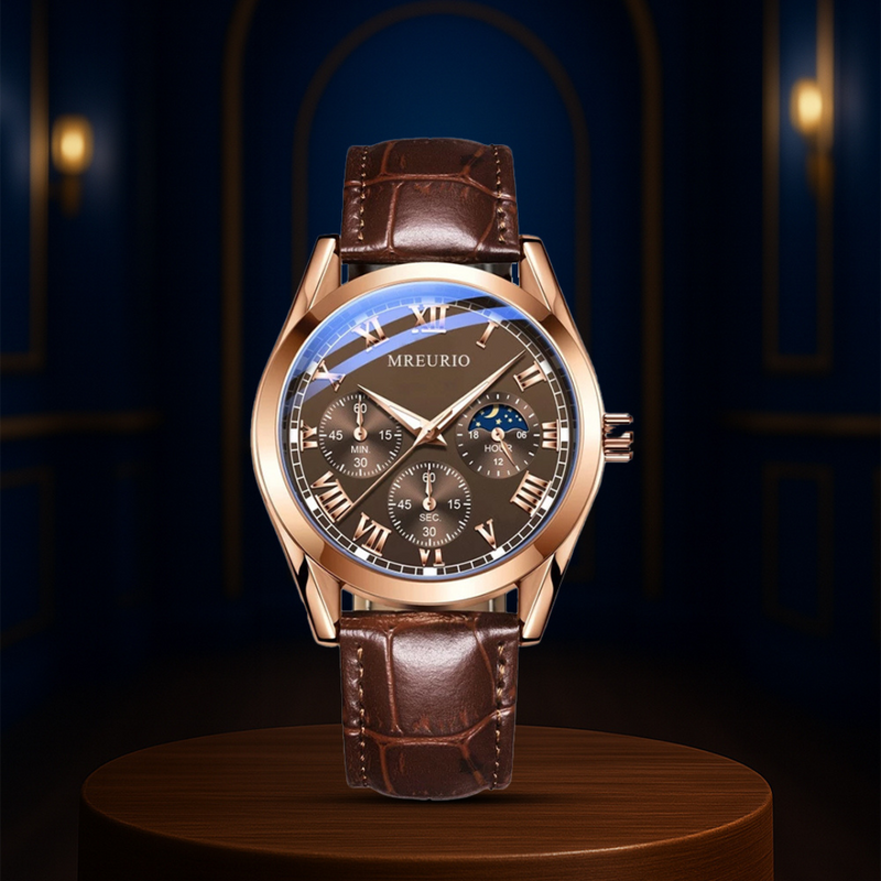 Maanfase Chronograaf Horloge voor Heren | 42mm Kast Roségoud
