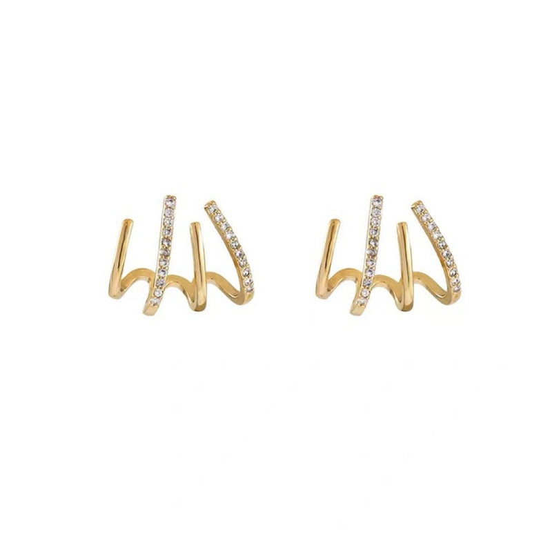 Four Claw Earrings - Silver-Colored Claws with Crystal Accent