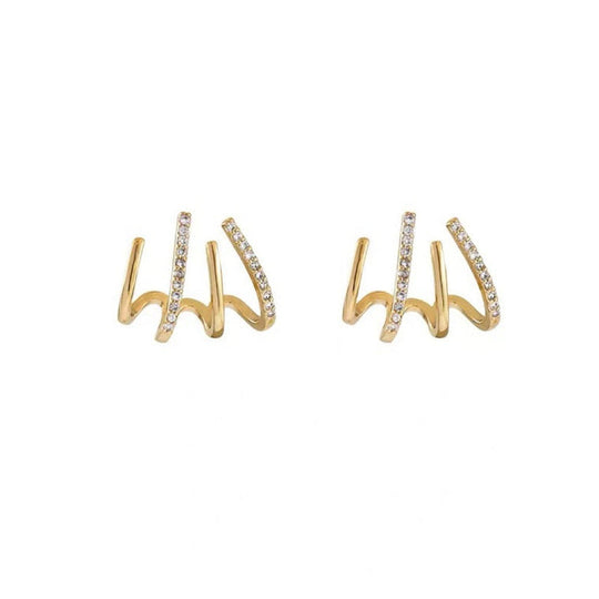 Four Claw Earrings - Silver-Colored Claws with Crystal Accent