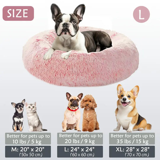 Beroligende Donut Kæledyrskurv | Vaskbar Kunstpels Hund & Kat Kurv