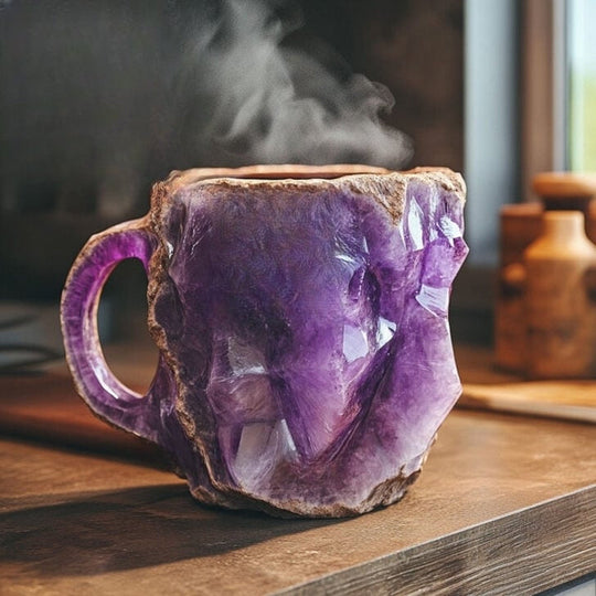 Tazza in ceramica con finitura geode di agata