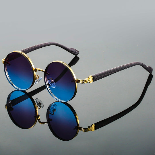 Retro Round Sunglasses – Metal Frame with UV400 Lenses