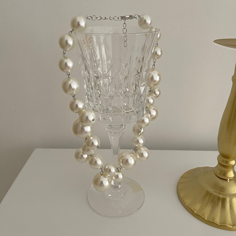 Collier de perles pour femmes | Grand collier ras-du-cou à grosses perles