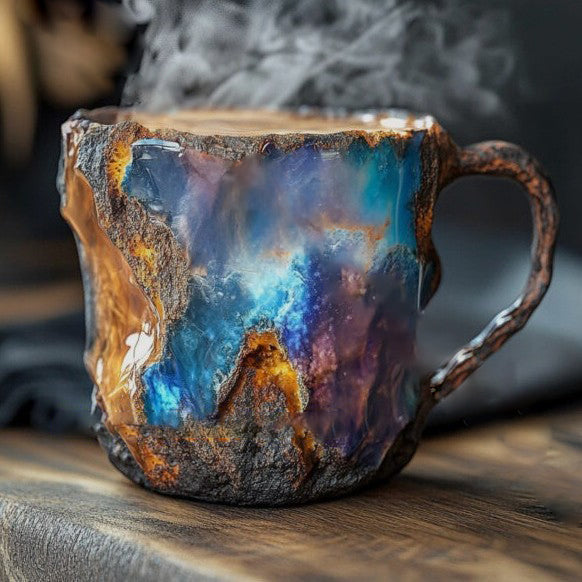 Tazza in ceramica con finitura geode di agata