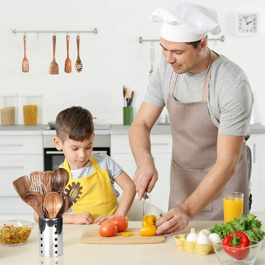 7-Piece Wooden Kitchen Set – Ergonomic Handle Pan-Friendly