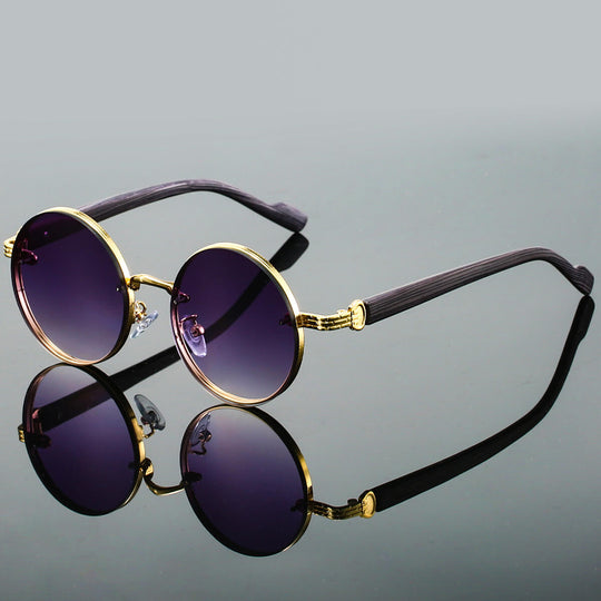 Retro Round Sunglasses – Metal Frame with UV400 Lenses