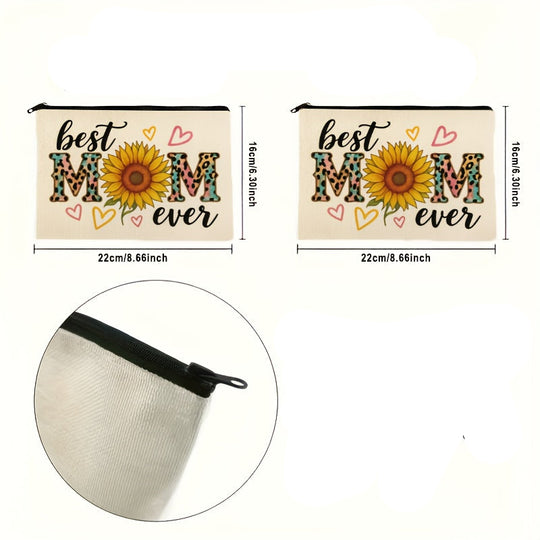 Kosmetiktasche für Damen mit Sonnenblume und dem Text „Beste Mama aller Zeiten“ – Trendiges Geschenk für Mama