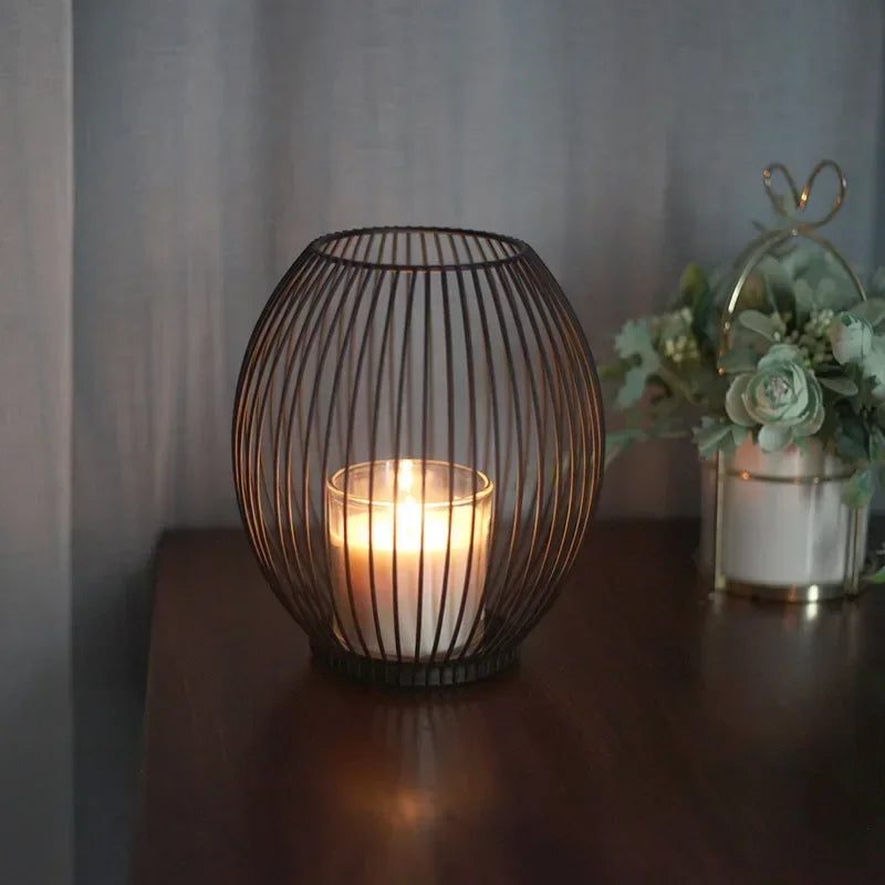 Ensemble moderne de chandeliers en métal | Ornement de table géométrique & centre de table