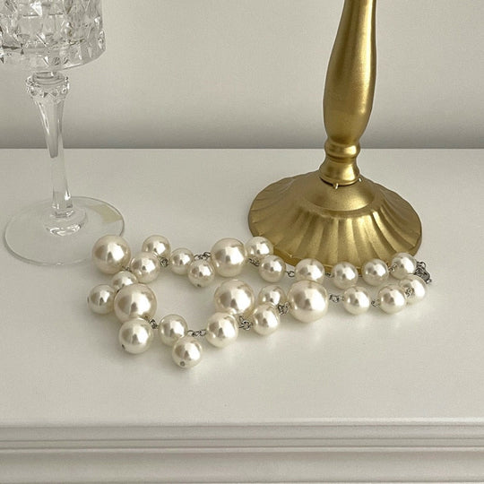 Collier de perles pour femmes | Grand collier ras-du-cou à grosses perles