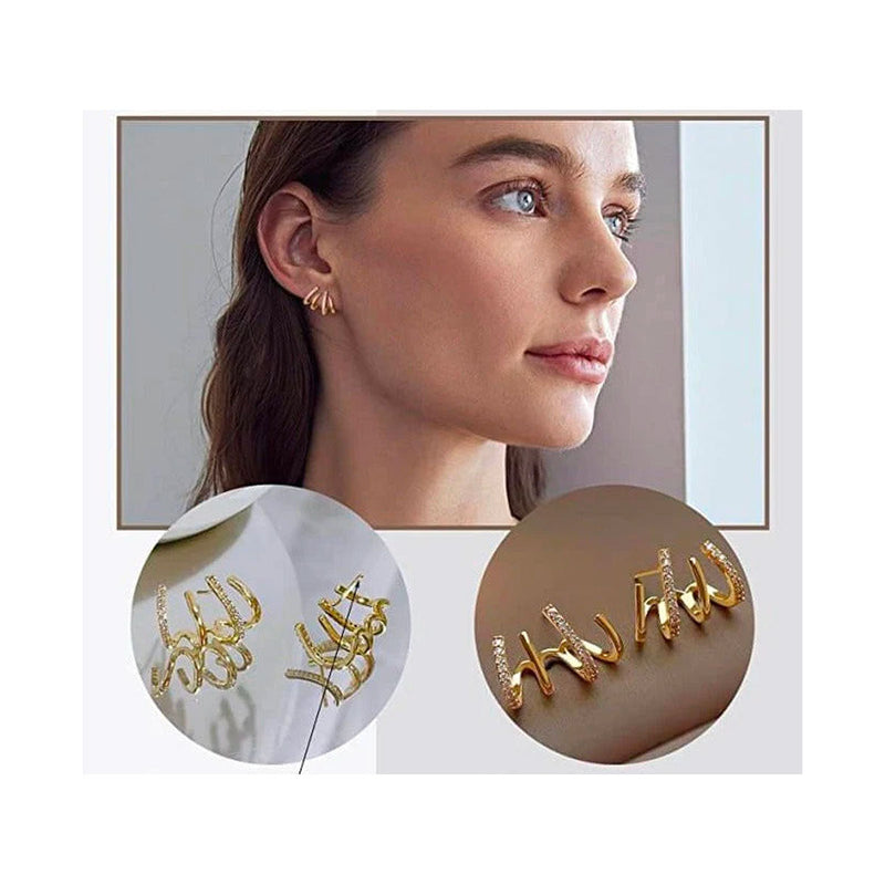 Four Claw Earrings - Silver-Colored Claws with Crystal Accent