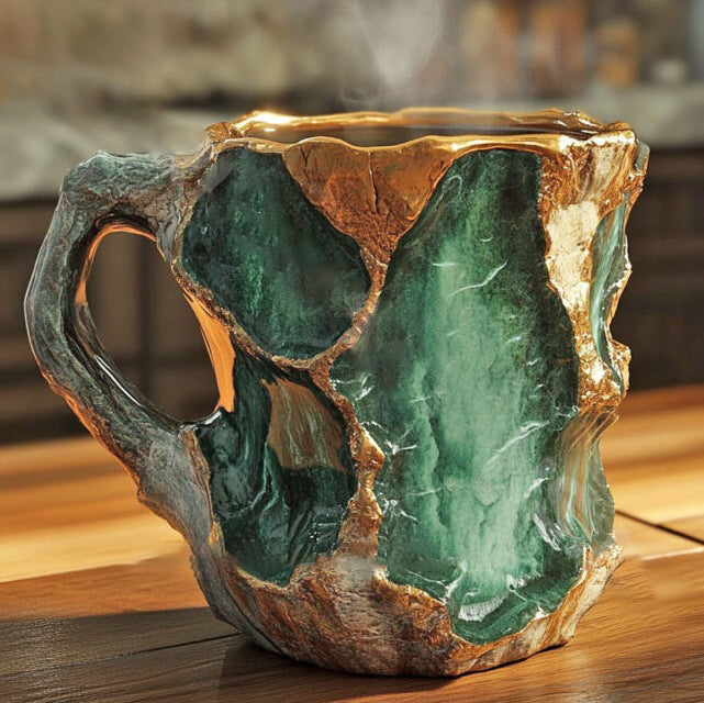 Tazza in ceramica con finitura geode di agata