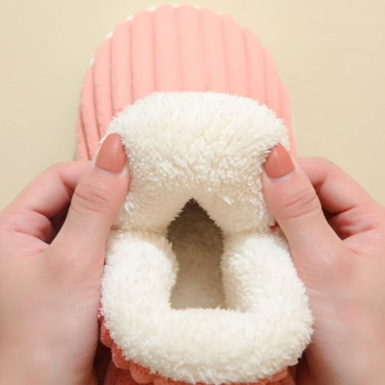 Women's Warm Fleece-Lined Slippers | Non-Slip Indoor Corduroy Shoes