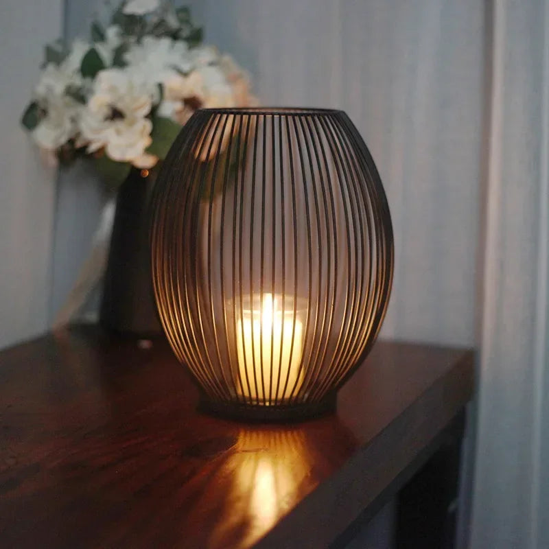 Ensemble moderne de chandeliers en métal | Ornement de table géométrique & centre de table
