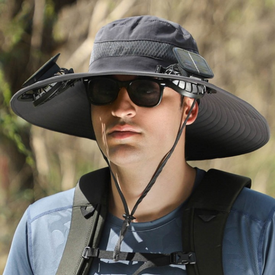 UV Protection Sun Hat with Fan – Solar-Powered and USB