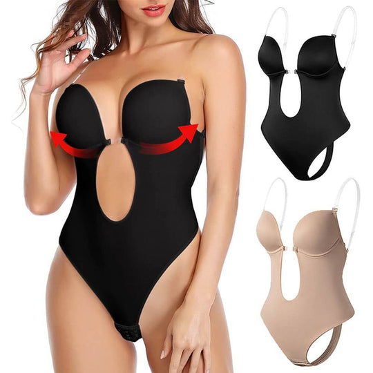 Tiefer V-Ausschnitt Rückenfreier Body Shaper für Damen | Durchsichtige Träger