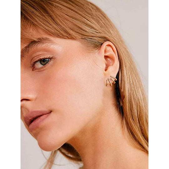 Four Claw Earrings - Silver-Colored Claws with Crystal Accent