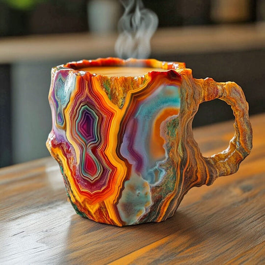 Tazza in ceramica con finitura geode di agata